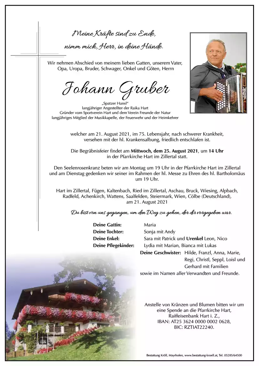 Parte von Johann Gruber